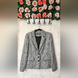 Karl Lagerfeld Paris Classic Knit Fringe Blazer